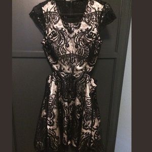 Sequin Hearts Champagne Lace Dress